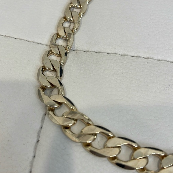 Mens 14K Gold Plated 12 mm curb chain necklace 16" - Picture 2 of 4
